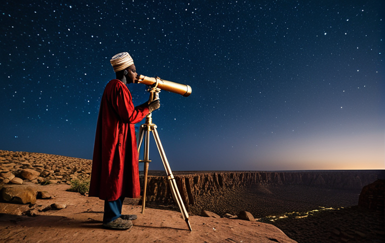 **

"A Dogon astronomer, fully clothed in traditional West African attire, observing the Sirius star system through a handmade telescope on a rocky plateau in Mali, appropriate content, safe for work, perfect anatomy, correct proportions, family-friendly, professional photography, high quality, star-filled sky, nighttime setting."

**